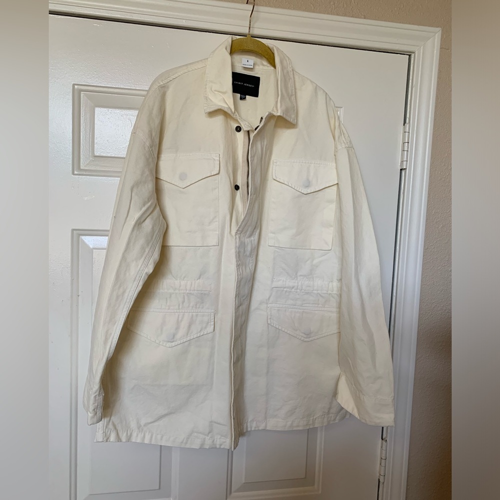 NEW UNISEX Spirit Jersey Oversized Ivory Utility Jacket NWOT 🌴